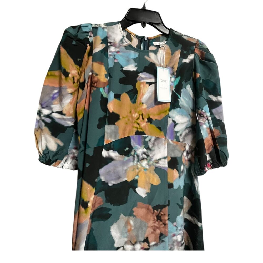 Tyler Böe Frankie 100% Silk Midi Dress | Sz 0, Green Watercolor Floral NEW! $344 - Picture 4 of 10